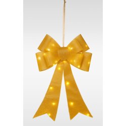 Sløjfe m. LED, guld, batteridrevet, 61 cm