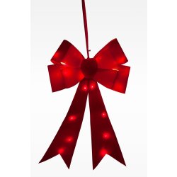 Sløjfe m. LED, rød, batteridrevet, 61 cm