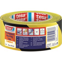 tesa gulvmarkeringstape, 50mm x 33m, gul/sort