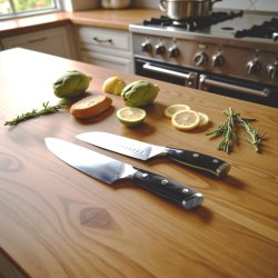 Edge de Élite Damaskus Kokkekniv og Santoku Kniv