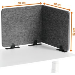 Durable Bordskærm EFFECT 120, 1,2 m, grå