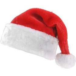 Nissehue I Plys, rød m. hvid kant, 40x30 cm