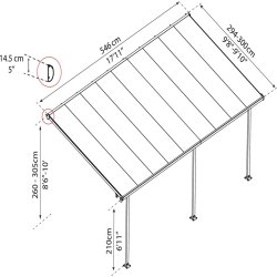 Palram Canopia Feria terr. overdæk, 16,1 m2, hvid