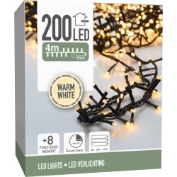 Lyskæde m/200 LED, 4 meter, varm hvid