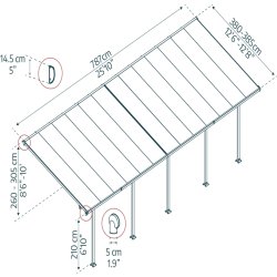 Palram Canopia Feria terr. overdæk, 4x7,8m, grå