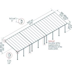 Palram Canopia Feria terr. overdæk, 4x14,5m, grå