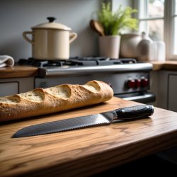 Edge de Élite Damaskus Knive Kokke, Santoku, Brød