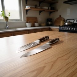 Edge de Élite Damaskus Kokkekniv og Santoku Kniv