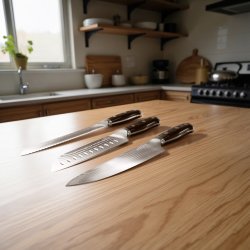 Edge de Élite Damaskus Knive Kokke, Santoku, Brød