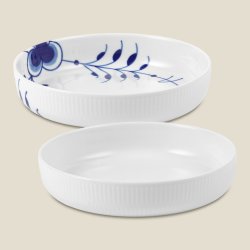 Royal Copenhagen Hvid & Blå Mega Riflet Fade, 2stk