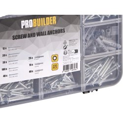 Probuilder Spånpladeskruesæt m/rawlplugs 330 dele
