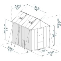 Palram Canopia Glory Drivhus, 9,2 m2, grå