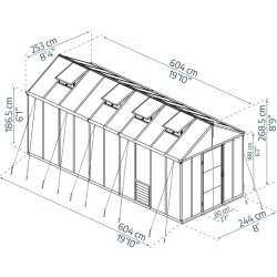Palram Canopia Glory Drivhus, 15,3 m2, grå