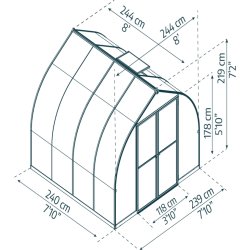 Palram Canopia Bella Drivhus, 6 m2, sølv