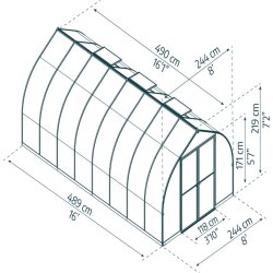 Palram Canopia Bella Drivhus, 12 m2, sølv