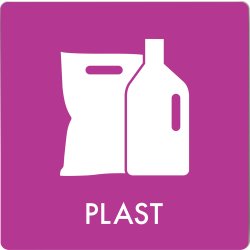 Affaldspiktogram udendørs 12x12cm alu, Plast