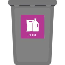 Affaldspiktogram udendørs 12x12cm alu, Plast