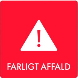Affaldspiktogram udendørs 12x12 alu, Farligt Aff.