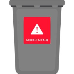 Affaldspiktogram udendørs 12x12 alu, Farligt Aff.