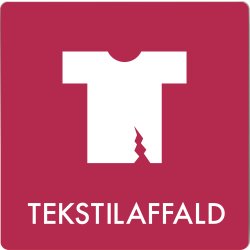 Affaldspiktogram udendørs 12x12 alu, Tekstilaffald