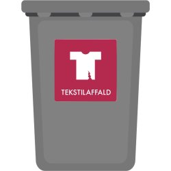 Affaldspiktogram udendørs 12x12 alu, Tekstilaffald