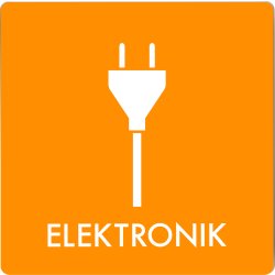 Affaldspiktogram udendørs 12x12cm alu, Elektronik
