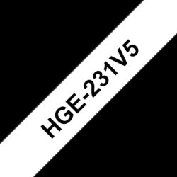 Brother HGe231V5 labeltape 12mm, sort på hvid