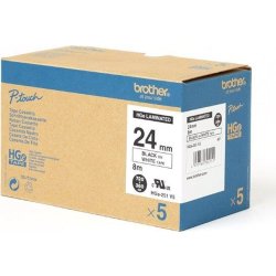 Brother HGe251V5 labeltape 24mm, sort på hvid