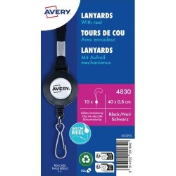 Avery 4830 Nøglesnore med yoyo-hjul, sort