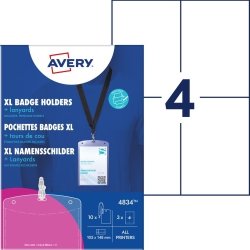 Avery 4834 Navneskilteholdere XL med nøglesnor
