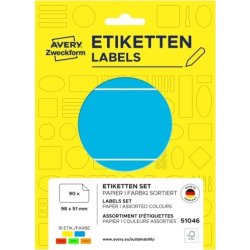 Avery 51046 Farvede etiketter, 98x51 mm, 90 stk.