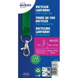 Avery 4842G Nøglesnor, grøn med karabinhage