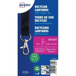 Avery 4842N Nøglesnor, sort med karabinhage