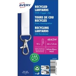 Avery 4842W Nøglesnor, Hvid med karabinhage