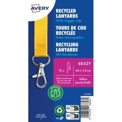 Avery 4842Y Nøglesnor, gul med karabinhage