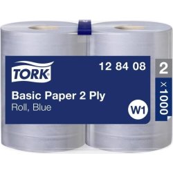 Tork W1 Basic Aftørringspapir, Blå, 2-lag
