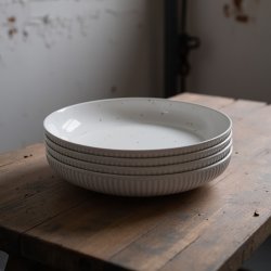 Steinverk Dybe Tallerkener 20 cm, hvid, 4 stk