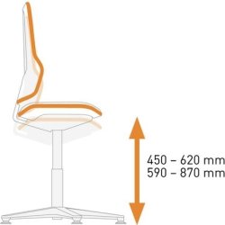Neon ESD Arbejdsstol, sort/grå, Skintec, hjul