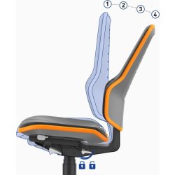 Neon Arbejdsstol, sort/blå, Skintec, hjul