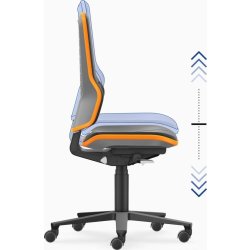 Neon Arbejdsstol, sort/blå, kunstlæder, hjul