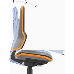 Neon Arbejdsstol, sort/blå, kunstlæder, hjul