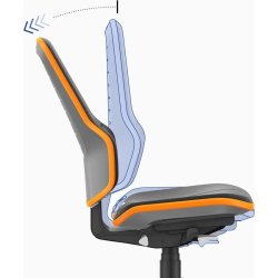 Neon Arbejdsstol, sort/blå, Skintec, fodstøtte