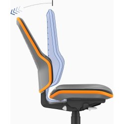 Neon Arbejdsstol, sort/blå, kunstlæder, fodstøtte