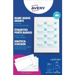 Avery L4727-20 Navneskilte-Indstik | 54x90 mm