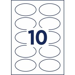 Avery J4882-20 Navneskilte, Oval 85x50mm, 200 stk.