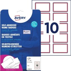 Avery Zweckform L4786-20 Navnebadges, 80x50mm, Rød