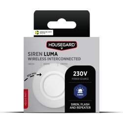 Housegard Luma, trådløs sirene, 230V inkl. batteri