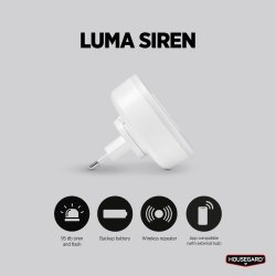 Housegard Luma, trådløs sirene, 230V inkl. batteri