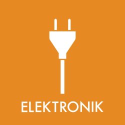 Affaldspiktogram 12x12cm selvklæb, Elektronik