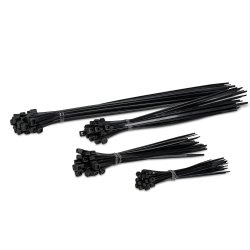 Kabelstrips - 100/150/200/300 mm, Sort, 100 stk.